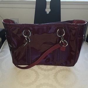 Authentic Coach Crimson Patent Leather Tote